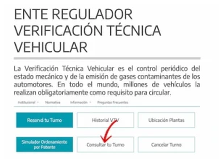 Paso 1 para consultar o cambiar el turno de la VTV en San Andres de Giles