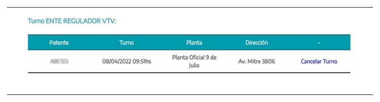 Paso 3 para consultar o cambiar el turno de la VTV en San Andres de Giles